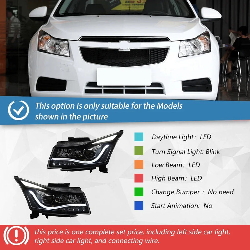 Phares LED Chevrolet Cruze 2009-2014 Projecteur Tuning - détail du montage - Becquet Voiture