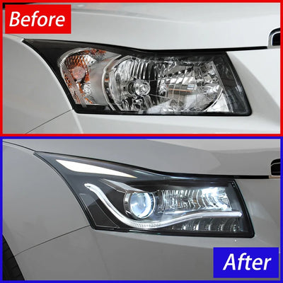 Phares LED Chevrolet Cruze 2009-2014 Projecteur Tuning - vue de profil - Becquet Voiture