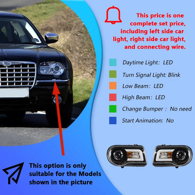 Phares LED Chrysler 300C Lentille Projecteur - détail du montage - Becquet Voiture