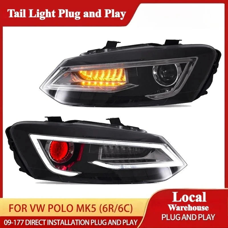 Phares LED Demon Eyes VW Polo MK5 6R 6C 2009-2017 - vue de face - Becquet Voiture