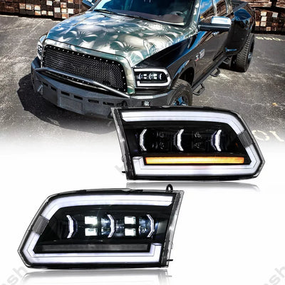 Phares LED Dodge RAM 1500 2500 3500 2009-2018 Séquentiel DRL - détail du montage - Becquet Voiture