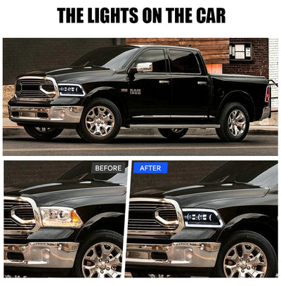 Phares LED Dodge RAM 1500 2500 3500 2009-2018 Séquentiel - vue de profil - Becquet Voiture