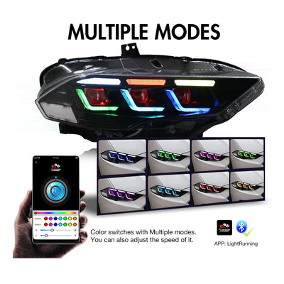 Phares LED DRL Ford Mustang 2018-2023 - installé sur véhicule - Becquet Voiture