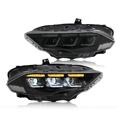 Phares LED DRL Ford Mustang 2018-2023 - vue rapprochée - Becquet Voiture