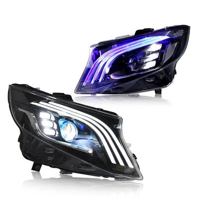 Phares LED DRL Mercedes Vito W447 2017-2022 - détail du montage - Becquet Voiture