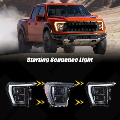 Phares LED Ford F150 2021-2024 RGB DRL Paire - vue de trois-quarts - Becquet Voiture