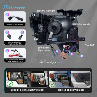 Phares LED Ford F150 Raptor XL XLT STX SVT 2009-2014 - packshot studio - Becquet Voiture