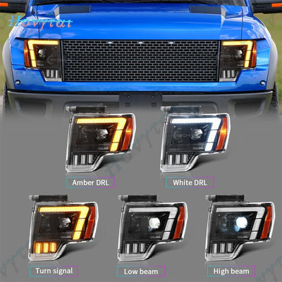 Phares LED Ford F150 Raptor XL XLT STX SVT 2009-2014 - vue de trois-quarts - Becquet Voiture