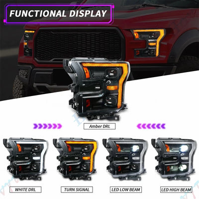 Phares LED Ford F150 XL XLT Raptor Look Sportif - installé sur véhicule - Becquet Voiture