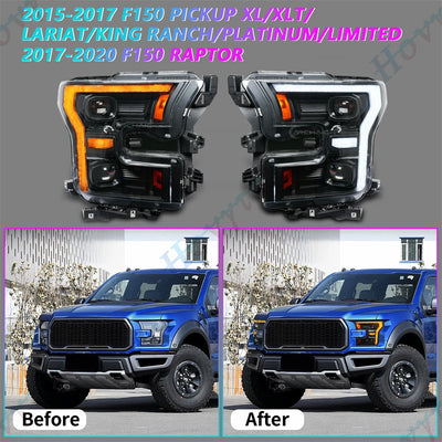 Phares LED Ford F150 XL XLT Raptor Look Sportif - vue de profil - Becquet Voiture