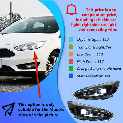 Phares LED Ford Focus 2015-2018 - vue rapprochée - Becquet Voiture
