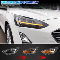 Phares LED Ford Focus MK4 2019-2021 Clignotants Séquentiels - vue de trois-quarts - Becquet Voiture