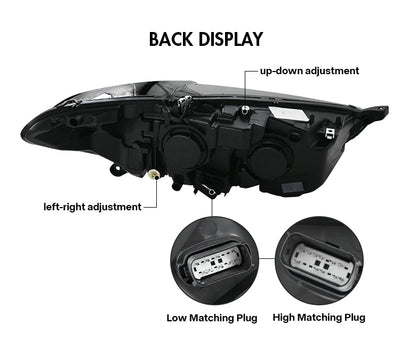 Phares LED Ford Fusion 2013-2016 Double Lentille - vue de trois-quarts - Becquet Voiture