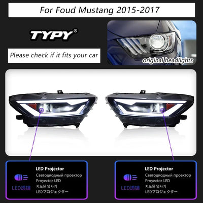 Phares LED Ford Mustang 2015-2017 - détail du montage - Becquet Voiture