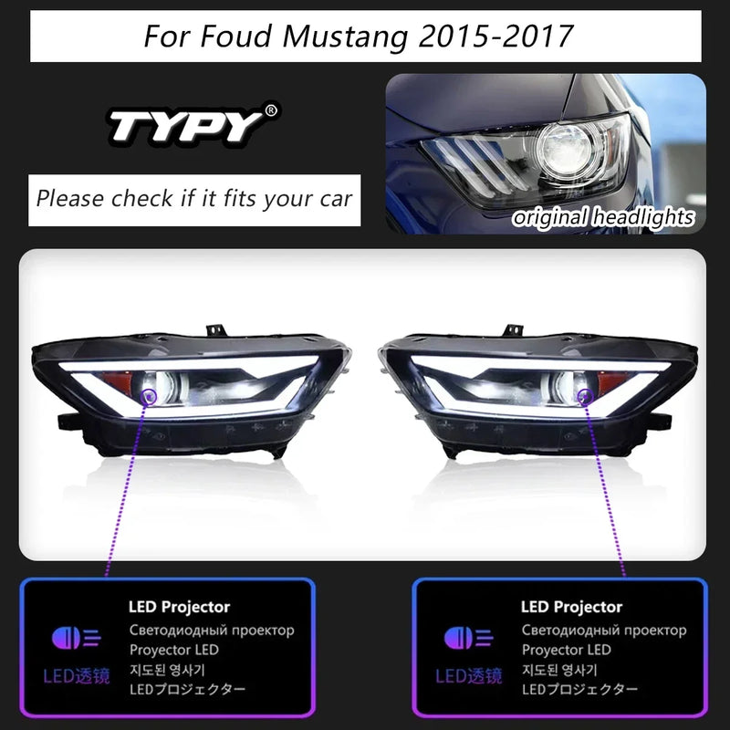 Phares LED Ford Mustang 2015-2017 - détail du montage - Becquet Voiture