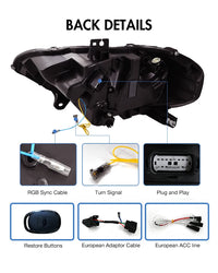 Phares LED Ford Mustang 2018-2022 RGB Contrôle - installé sur véhicule - Becquet Voiture