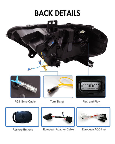 Phares LED Ford Mustang 2018-2022 RGB Contrôle - installé sur véhicule - Becquet Voiture