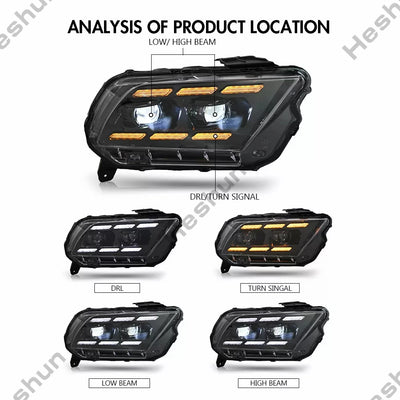 Phares LED Ford Mustang GT Shelby 2009-2014 DRL Clignotant - installé sur véhicule - Becquet Voiture