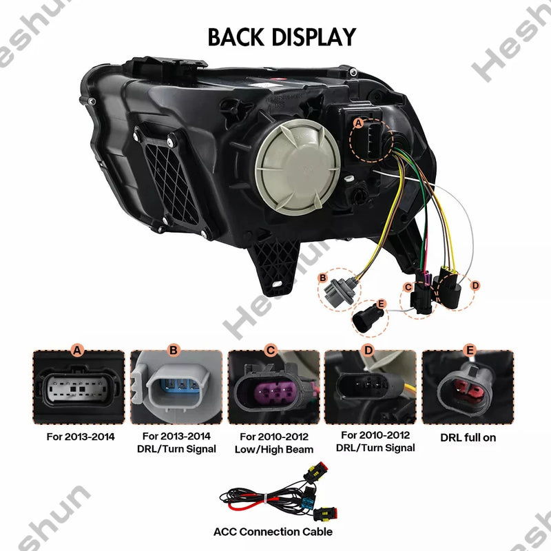 Phares LED Ford Mustang GT Shelby 2009-2014 DRL Clignotant - packshot studio - Becquet Voiture