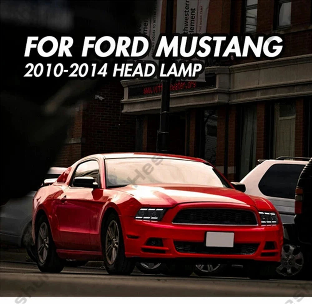 Phares LED Ford Mustang GT Shelby 2009-2014 DRL Clignotant - vue de face - Becquet Voiture