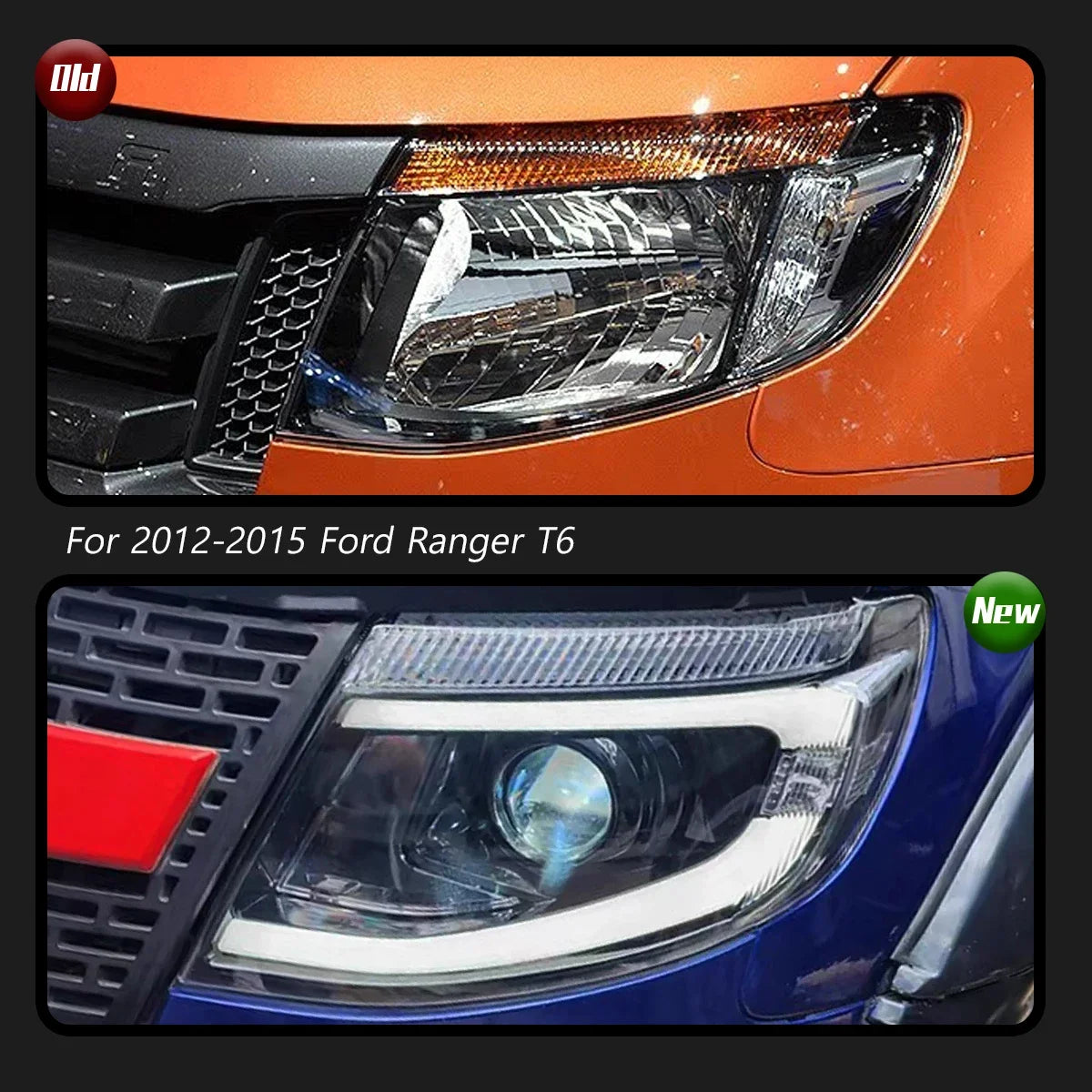Phares LED Ford Ranger T6 2012-2015 - vue de face - Becquet Voiture