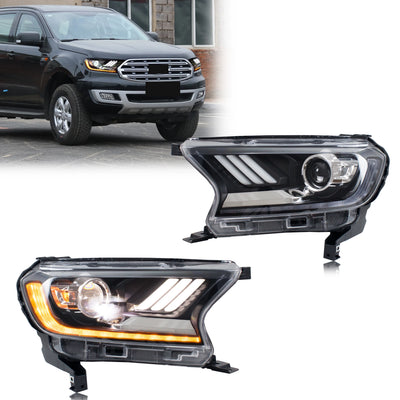 Phares LED Ford Ranger T7 T8 2015-2021 (réf. 2) - vue de face - Becquet Voiture