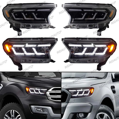 Phares LED Ford Ranger T7 T8 2015-2021 - vue de trois-quarts - Becquet Voiture