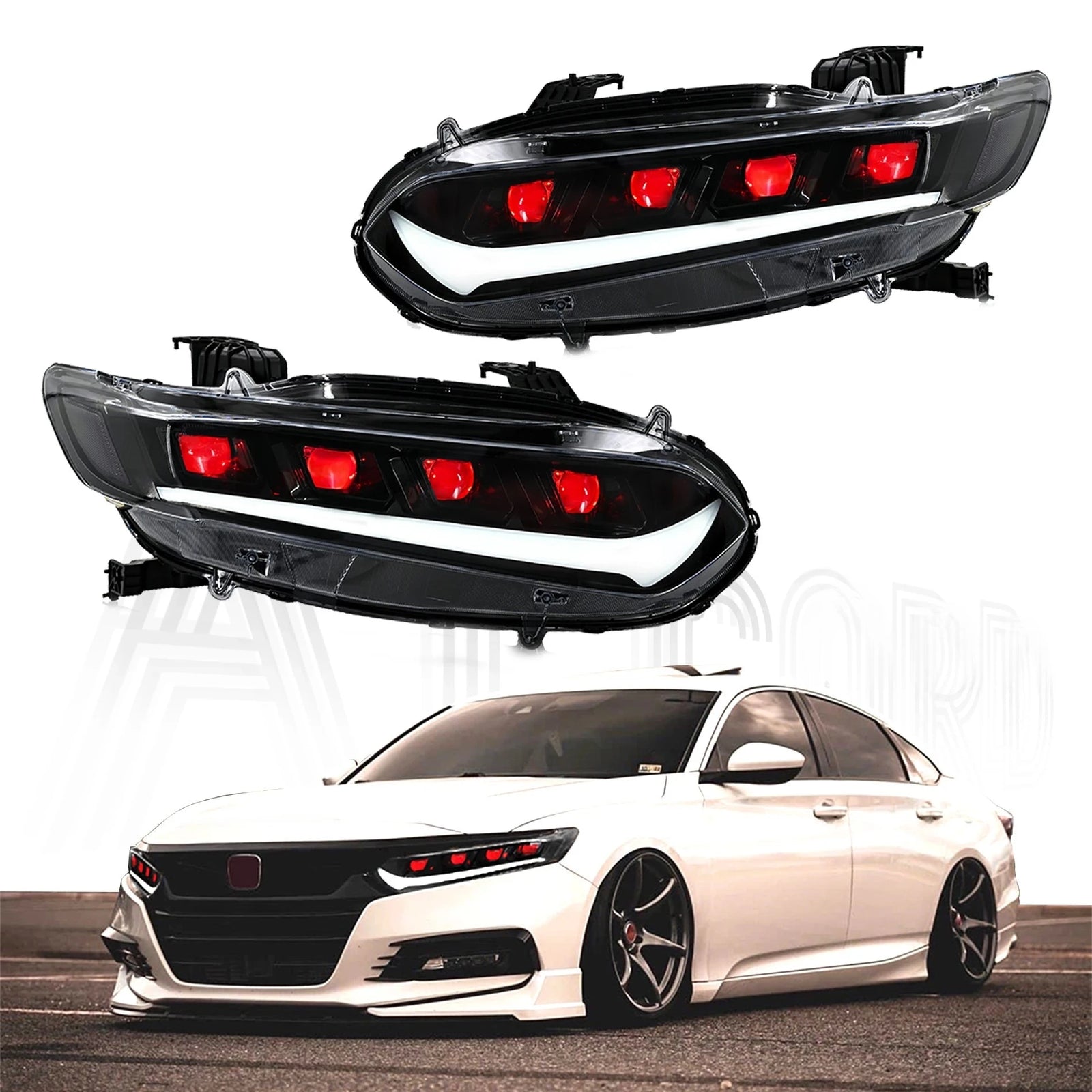 Phares LED Honda Accord 10e Génération 2018-2022 Quad Beam - vue de face - Becquet Voiture