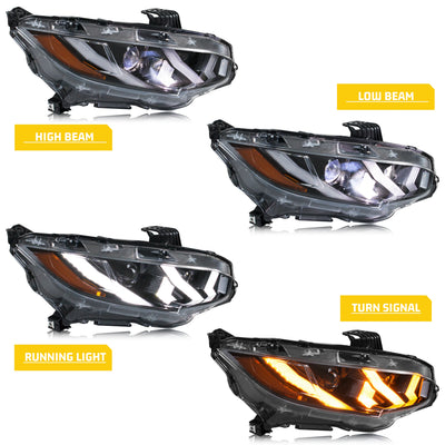 Phares LED Honda Civic 2016-2021 10e Génération FK - vue arrière - Becquet Voiture