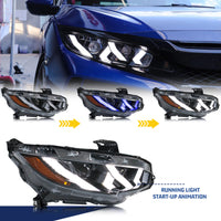 Phares LED Honda Civic 2016-2021 10e Génération FK - vue de trois-quarts - Becquet Voiture