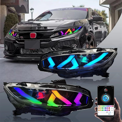 Phares LED Honda Civic 2016-2021 - détail du montage - Becquet Voiture