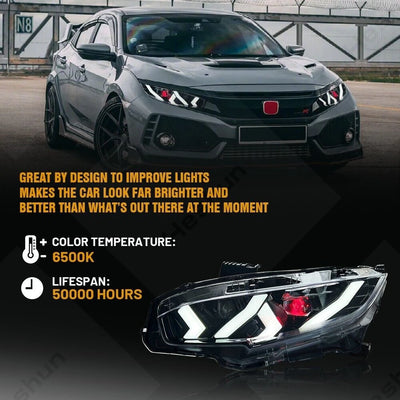 Phares LED Honda Civic 2016-2021 - packshot studio - Becquet Voiture
