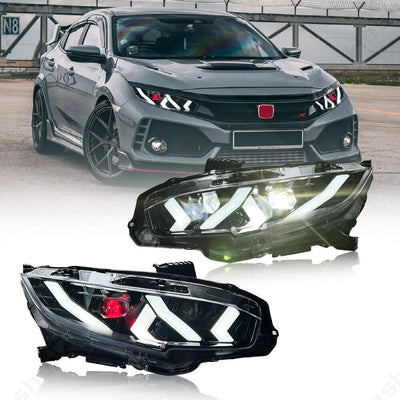 Phares LED Honda Civic 2016-2021 - vue de face - Becquet Voiture