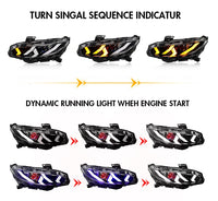 Phares LED Honda Civic Double Lentille RGB - vue de trois-quarts - Becquet Voiture