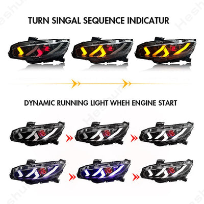 Phares LED Honda Civic FK7 FK8 Type R Touring (2016-2021) Demon Eyes - installé sur véhicule - Becquet Voiture