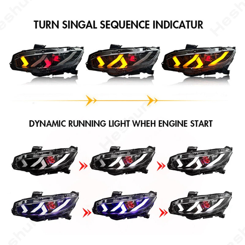 Phares LED Honda Civic FK7 FK8 Type R Touring (2016-2021) Demon Eyes - installé sur véhicule - Becquet Voiture