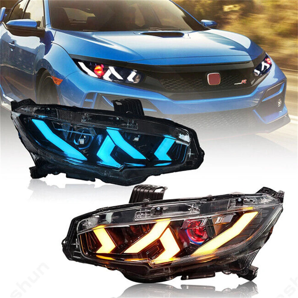 Phares LED Honda Civic FK7 FK8 Type R Touring (2016-2021) Demon Eyes - vue de face - Becquet Voiture
