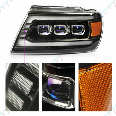 Phares LED Jeep Grand Cherokee WJ 1999-2004 - installé sur véhicule - Becquet Voiture