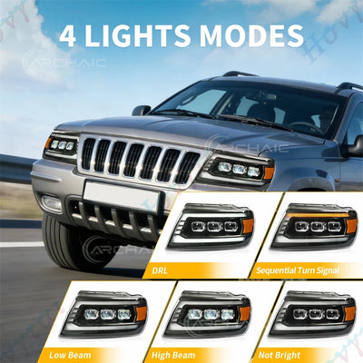 Phares LED Jeep Grand Cherokee WJ 1999-2004 - vue arrière - Becquet Voiture