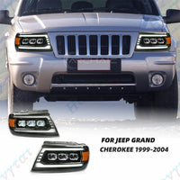 Phares LED Jeep Grand Cherokee WJ 1999-2004 - vue de face - Becquet Voiture