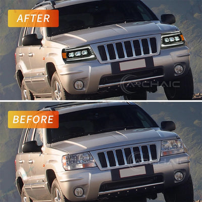 Phares LED Jeep Grand Cherokee WJ 1999-2004 - vue de profil - Becquet Voiture
