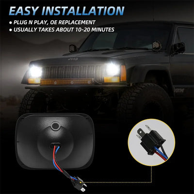 Phares LED Jeep Wrangler YJ 5x7 - packshot studio - Becquet Voiture