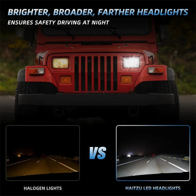 Phares LED Jeep Wrangler YJ 5x7 - vue arrière - Becquet Voiture