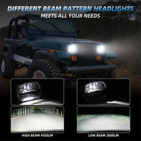 Phares LED Jeep Wrangler YJ 5x7 - vue de profil - Becquet Voiture