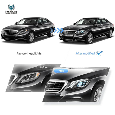 Phares LED Matriciels Mercedes Classe S W222 2014-2017 - installé sur véhicule - Becquet Voiture