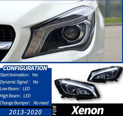 Phares LED Mercedes-Benz CLA W117 CLA200 CLA250 2016-2019 - vue rapprochée - Becquet Voiture