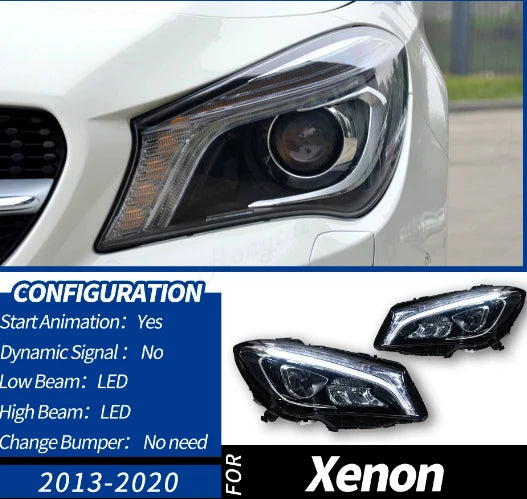 Phares LED Mercedes-Benz CLA W117 CLA200 CLA250 2016-2019 - vue rapprochée - Becquet Voiture