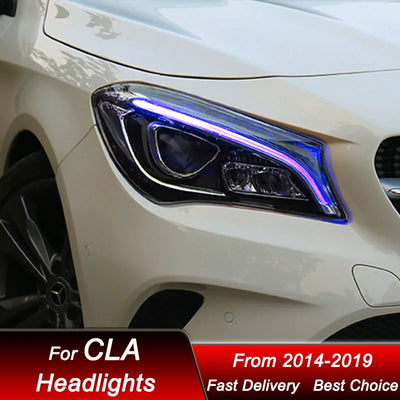 Phares LED Mercedes CLA W117 2014-2019 - vue de trois-quarts - Becquet Voiture