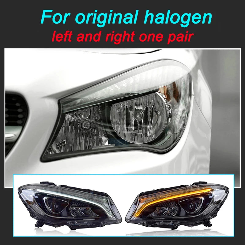 LED Headlights Mercedes CLA W117 2014-2019 - close-up view - Becquet Voiture