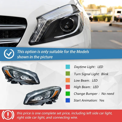 Phares LED Mercedes Classe A W176 2013-2018 (réf. 3) - détail du montage - Becquet Voiture